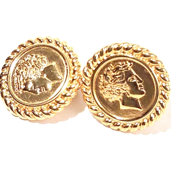 Monet Jewelry - Monet Vintage Gold Tone Coin Clip On Earrings